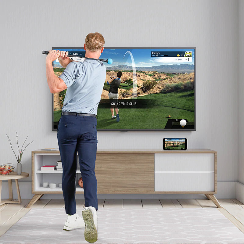 Mobile and Home Smart Golf Game Simulator with Swing Stick