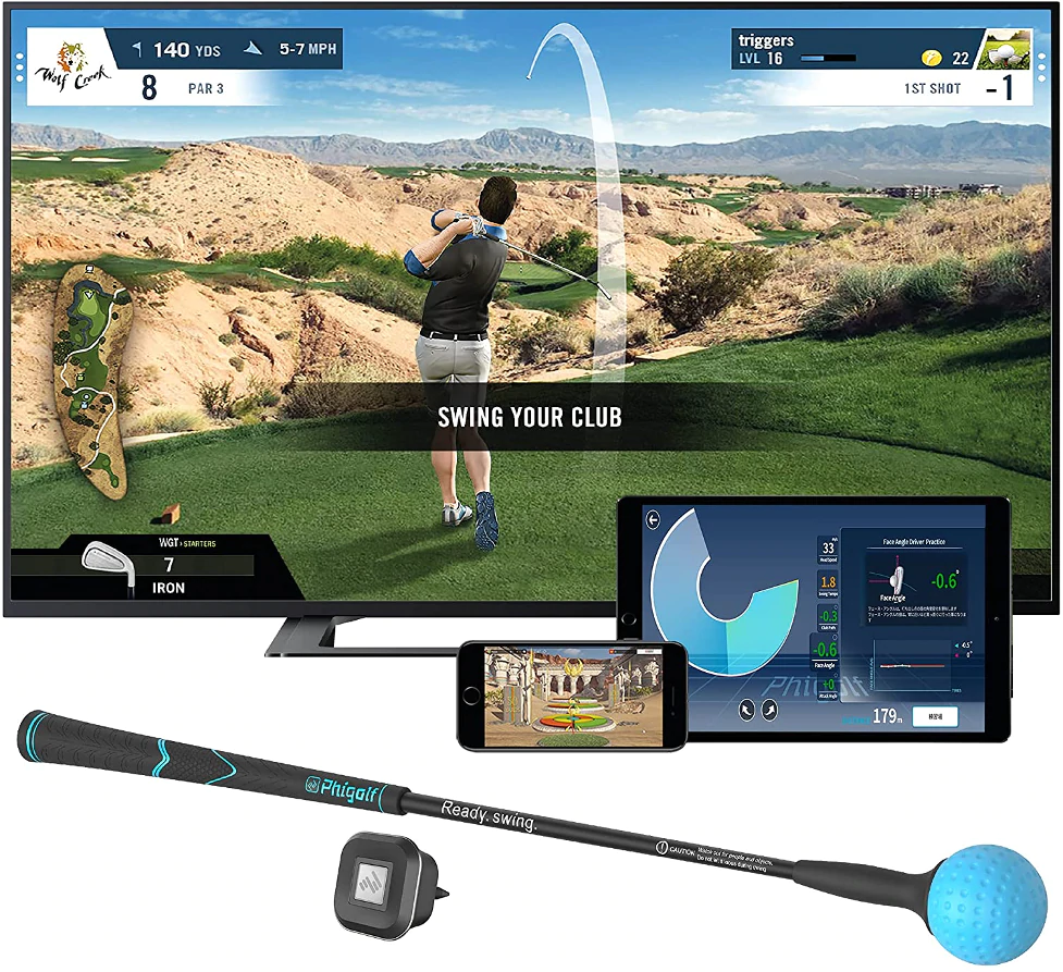 Mobile and Home Smart Golf Game Simulator with Swing Stick