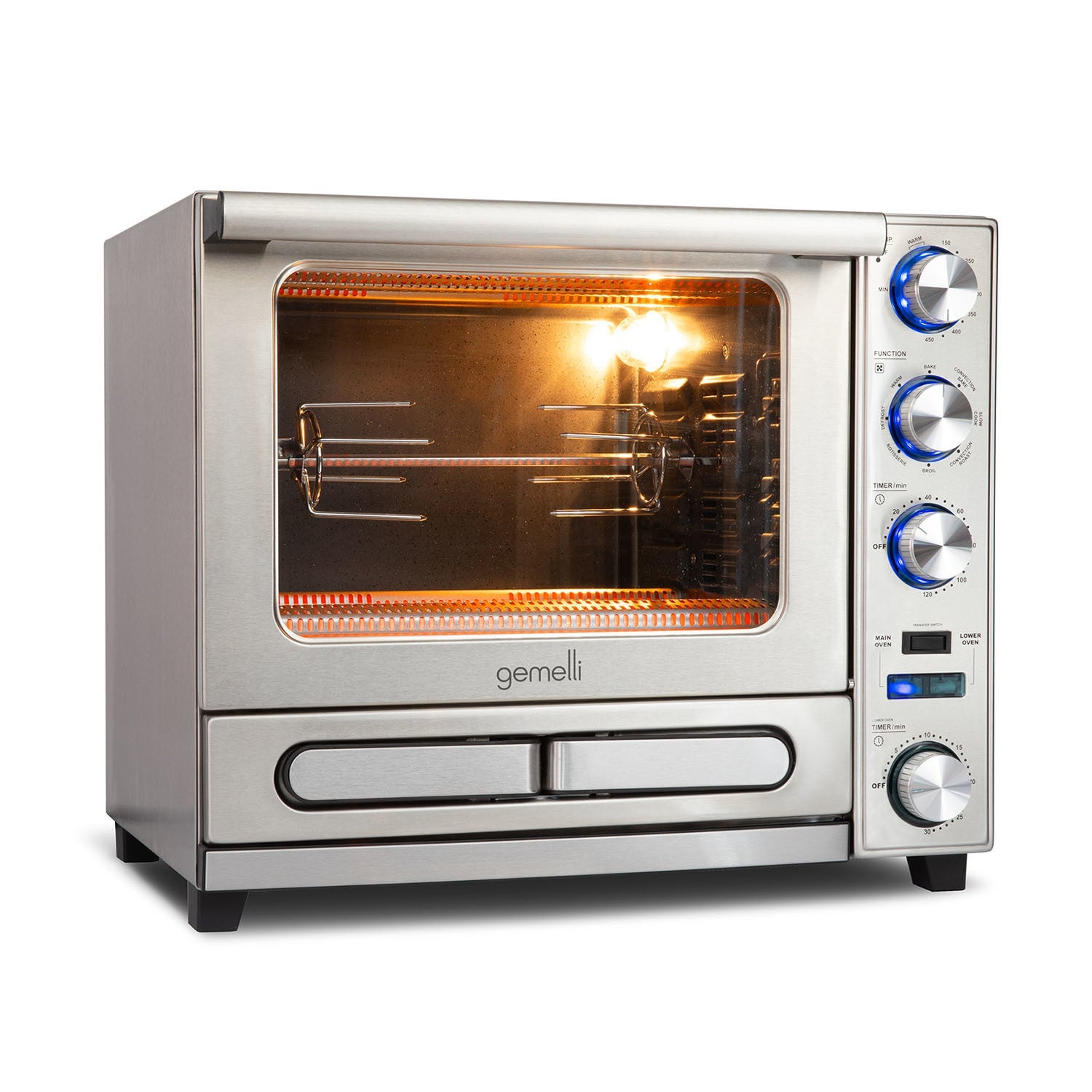 Professional Grade Convection Oven with Built-In Rotisserie & Pizza Drawer
