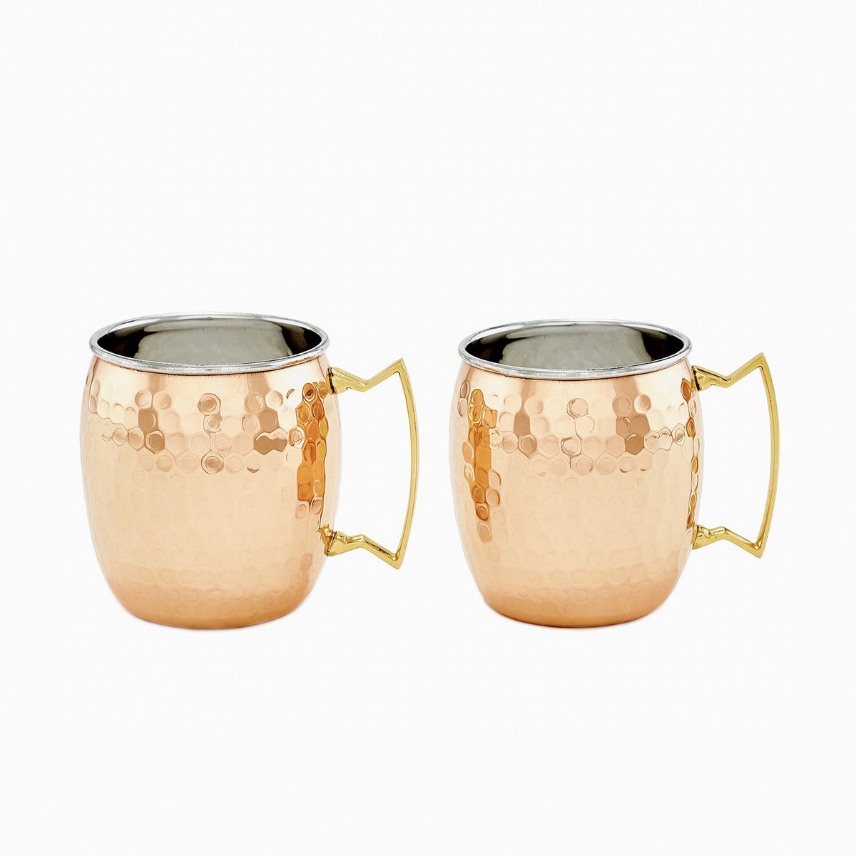 Hammered Solid Copper + Stainless Steel Moscow Mule Mugs // Set of 4
