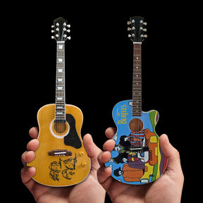 The Beatles // John Lennon + Yellow Submarine Mini Acoustic Guitar Replicas // Set of 2