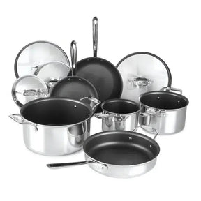 D5 Stainless Polished 5-ply Bonded Cookware Set, 10 piece Nonstick Set